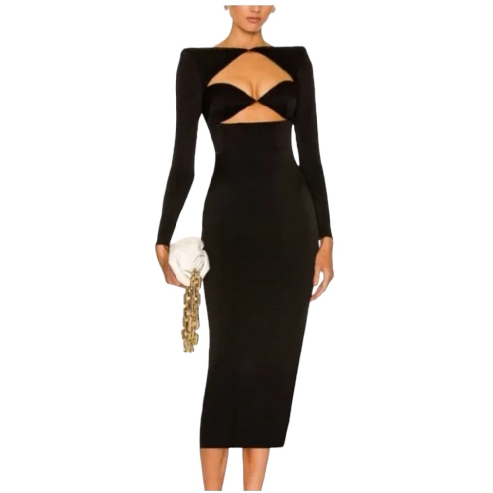 Alex Perry Page Cut Out Midi Long Sleeve Dress